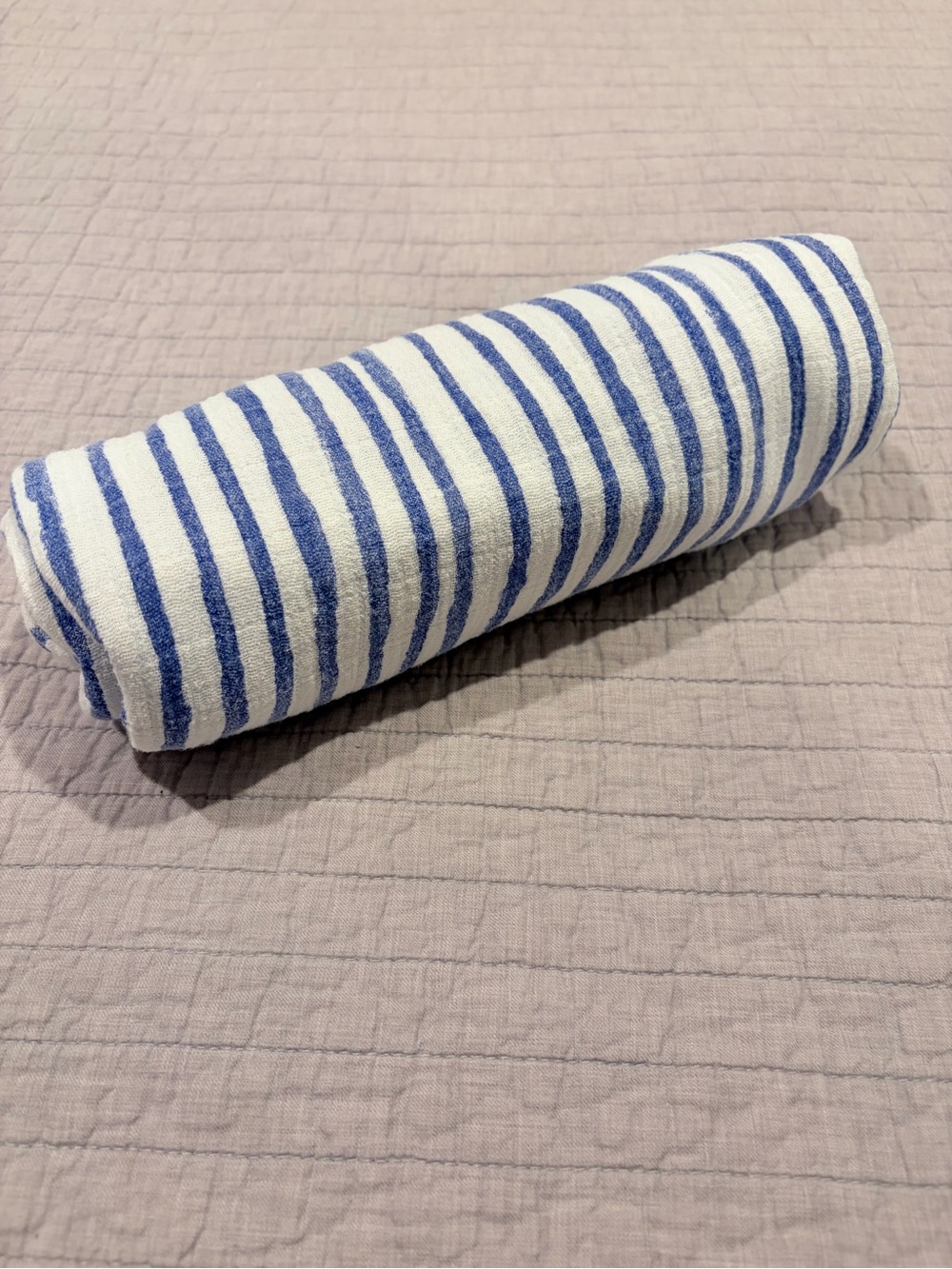 aden + anais Blue and White Striped Muslin Throw - Picture 2 of 4